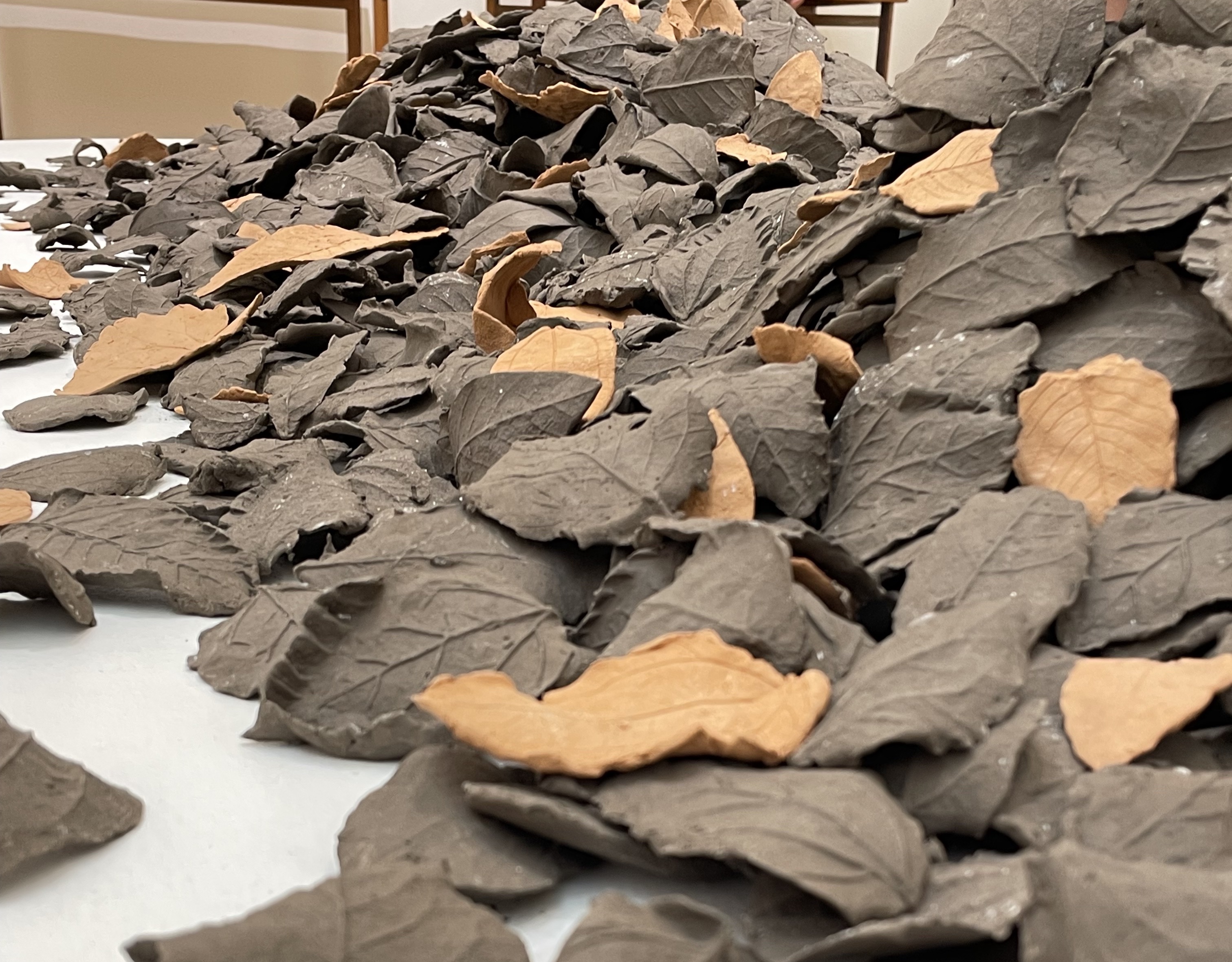 Later stage of clay leave pile