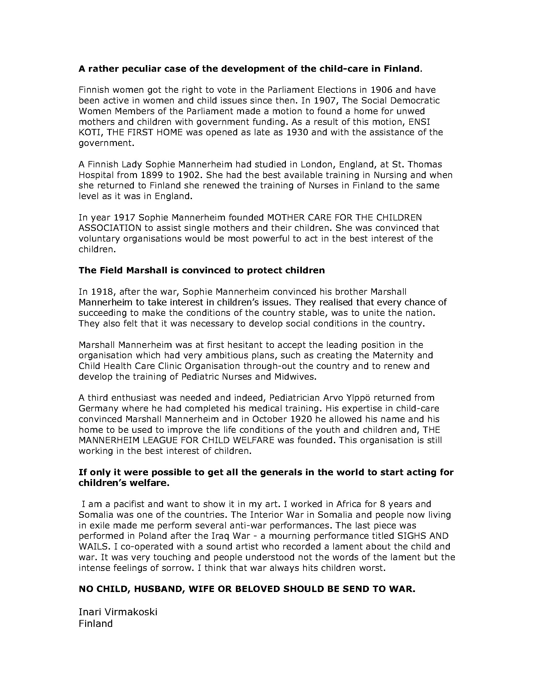 A Rather Peculiar Case of the Development of the Child-Care in Finland