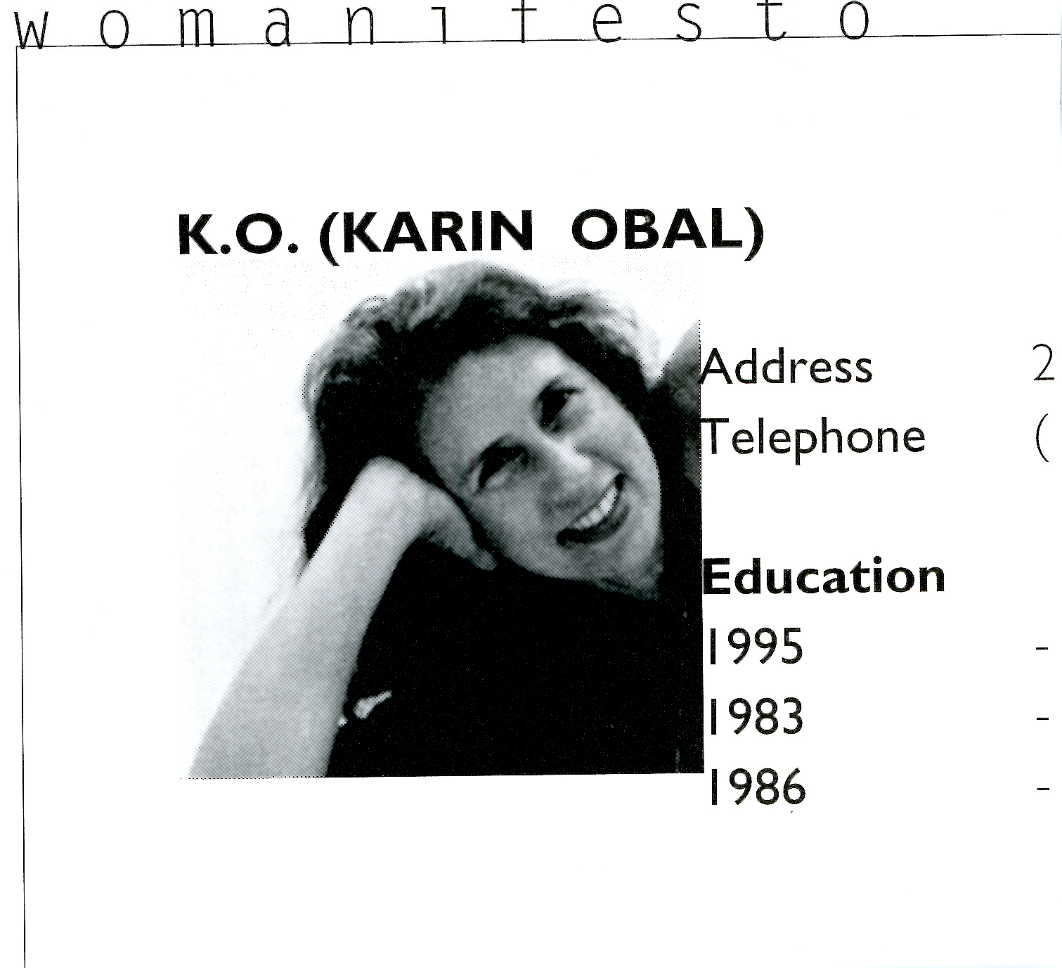 Portrait of K.O. (Karin Obal)