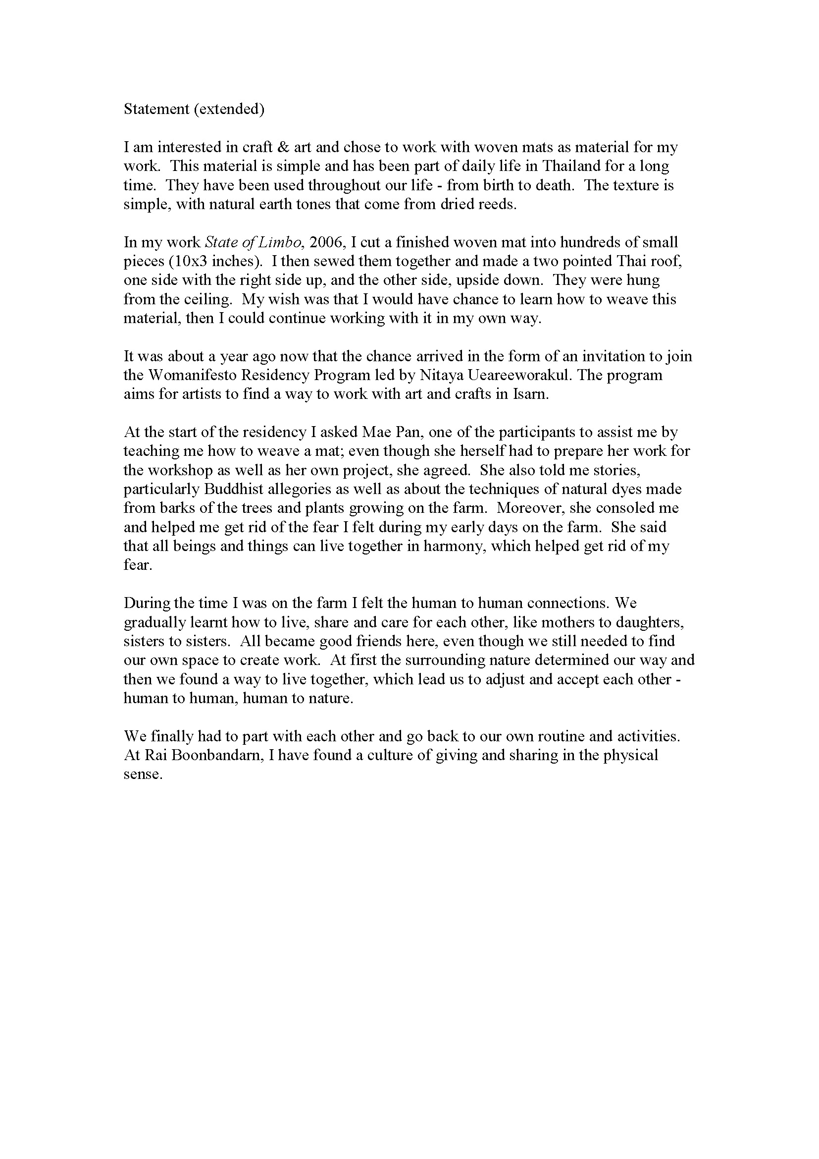 Togetherness and the Way We Were — Extended Artist Statement by On-Anong Glinsiri