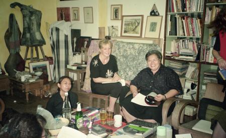 Visit from Inge Brokska, Regine Hellwif Schumid, etc. at Studio Xang (Set of 7 Photographs)