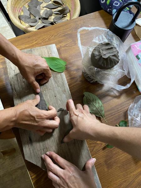 clay leaves making for &quot;Full Circle&quot; exhibition